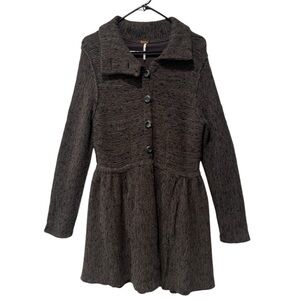 Free People button-front sweater coat charcoal  gray size medium